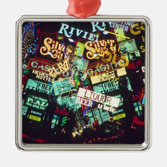 Double exposure, casino signs, Las Vegas, Metal Ornament (Front)