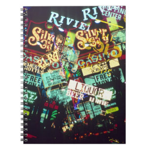 Double exposure, casino signs, Las Vegas, Notebook