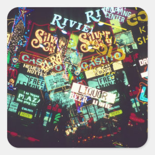Double exposure, casino signs, Las Vegas, Square Sticker
