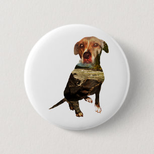 double exposure dog 6 cm round badge
