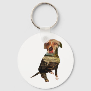 double exposure dog key ring