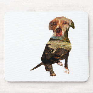 double exposure dog mouse pad
