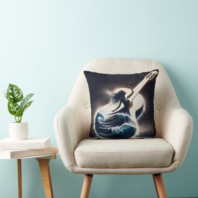 Double Exposure Guitar Dancer Cushion (Chair)