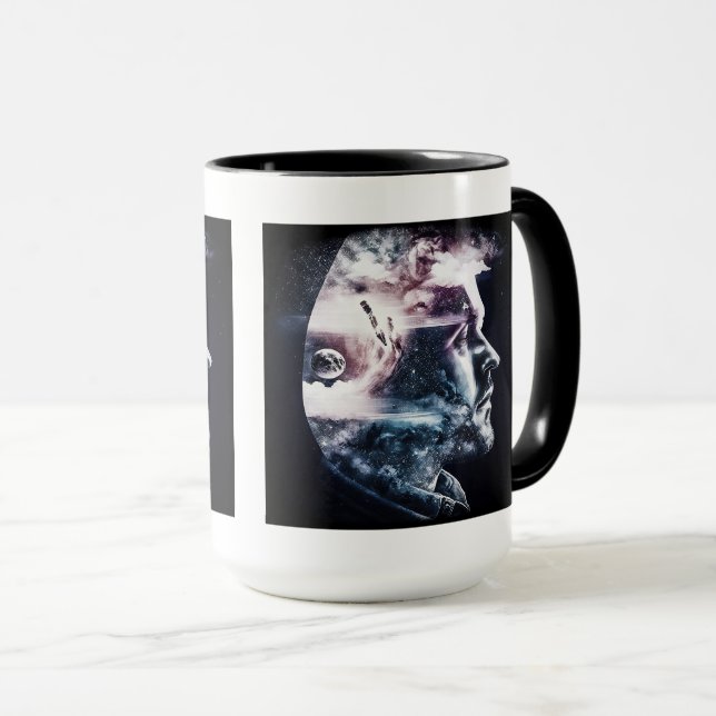 Double Exposure Man Combo Mug, 15 oz  Mug (Front Right)