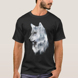 Double exposure wolf wolves lover gift artsy anima T-Shirt