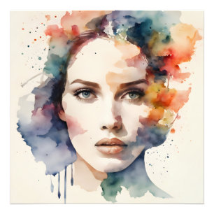Double exposure woman art photo print