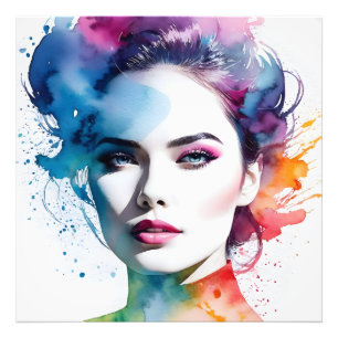 Double exposure woman art photo print