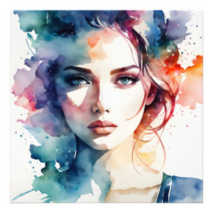 Double exposure woman art photo print