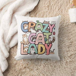 Double face crazy cat lady cushion