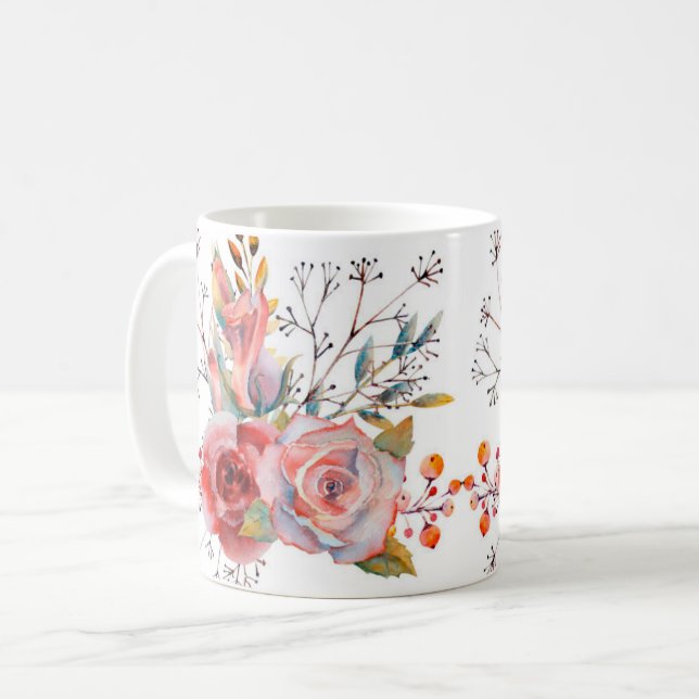 Double flower bouquet mug (Front Left)