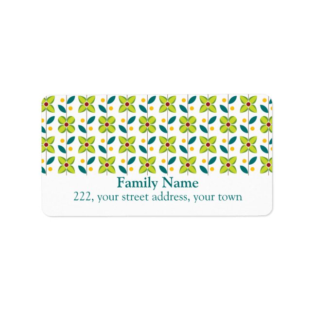 Double Flower Pattern Green 2 Label (Front)