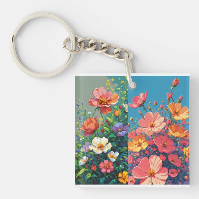 Double Flowers Key Ring (Front)