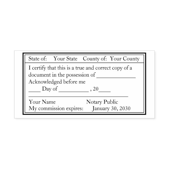 Double Framed Notary Public Copy Stamp (Design)