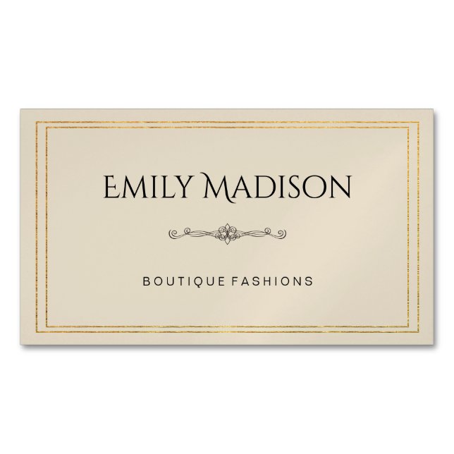 Double Gold Borders / Elegant Element / Variation Magnetic Business Card (Front)