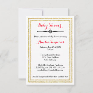Double Gold Trim  - 3x5 Baby Shower Invitation