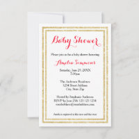 Double Gold Trim - 3x5 Baby Shower Invitation