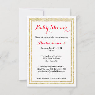 Double Gold Trim - 3x5 Baby Shower Invitation