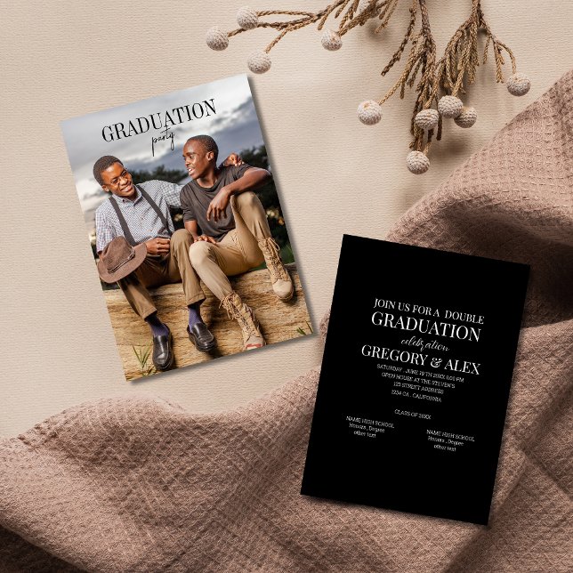 Double Graduates photo  joint party  Invitation (Creator Uploaded)
