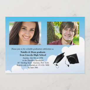 Double Graduation Hat Toss Photo Invitation