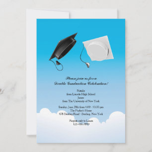 Double Graduation Hat Toss Vertical Invitation