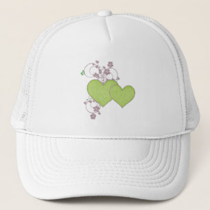 Double Green Heart & Glitter Valentine's Day Trucker Hat
