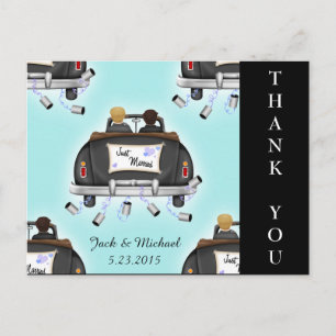 Double Grooms Gay Wedding Thank You Post Card