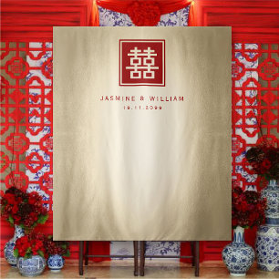 Double Happiness 囍 Chinese Wedding Photo Backdrop Tapestry