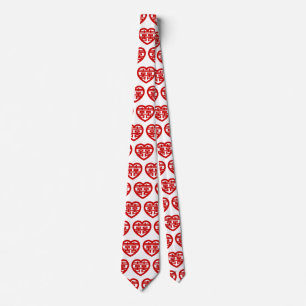 Double Happiness 囍 Shuangxi Chinese Hanzi Heart Tie