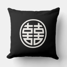 Double Happiness|Black Throw Pillow