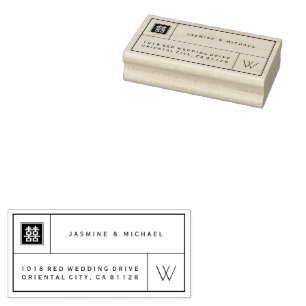 Double Happiness Box Chinese Wedding Rubber Stamp