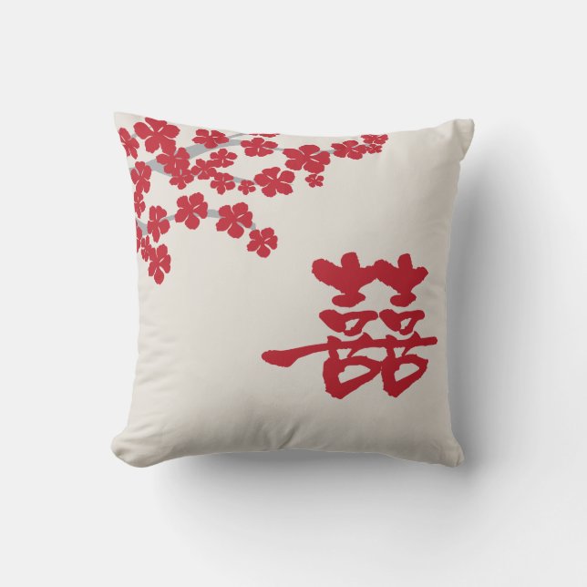 Double Happiness Cherry Blossom Pillow (Front)