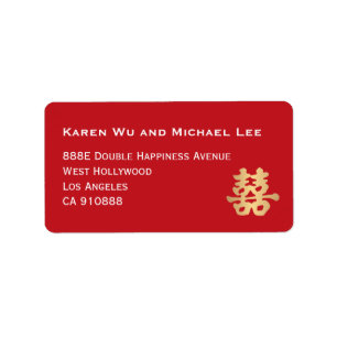 Double Happiness Chinese Character Symbol Label