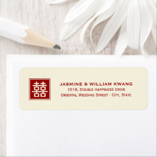 Double Happiness Chinese Wedding Address Labels