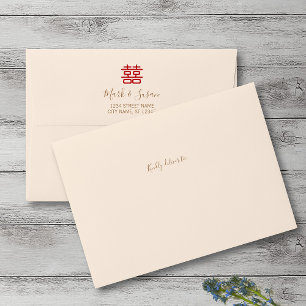 Double Happiness Chinese Wedding Invitation Envelope