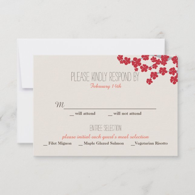 Double Happiness Chinese Wedding Invitation - RSVP (Front)