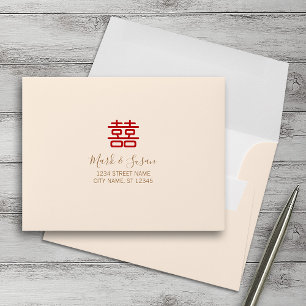 Double Happiness Chinese Wedding RSVP Envelopes