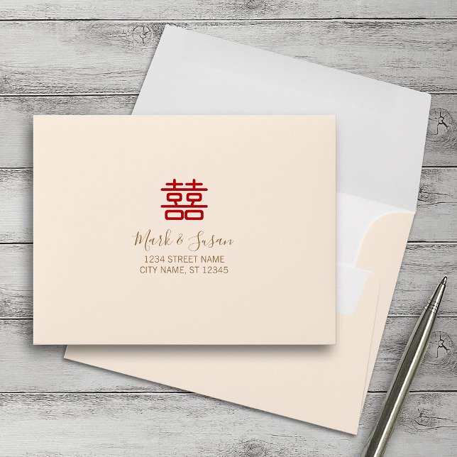Double Happiness Chinese Wedding RSVP Envelopes (Creator Uploaded)
