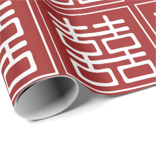 Double Happiness Chinese Wedding Wrapping Paper