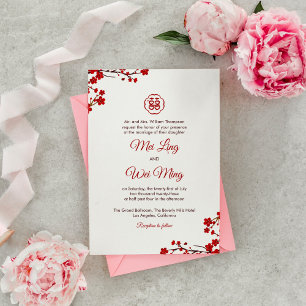Double Happiness Elegant Chinese Wedding Invitation