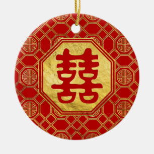 Double Happiness Feng Shui Symbol Ceramic Ornament