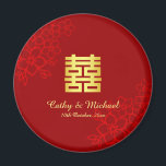 Double happiness floral background Chinese wedding Magnet<br><div class="desc">Realize your dream wedding with an oriental touch! You can customize the design by adding your names and wedding date etc. You are also welcome to reach out to me for any special design which is uniquely for you. Double happiness symbol and red decorations are the must have items for...</div>