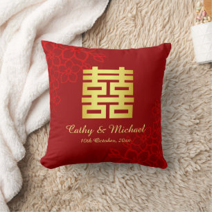 Double happiness floral pattern Chinese wedding  Cushion