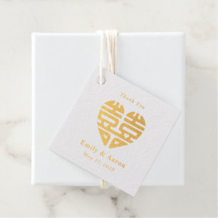 Double Happiness FOIL Chinese Wedding Favour Tags