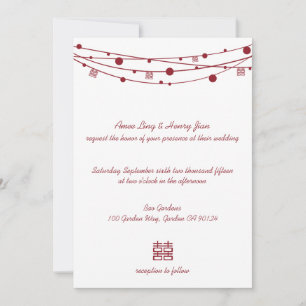 Double Happiness Lanterns Chinese Wedding Invites
