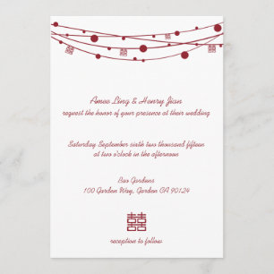 Double Happiness Lanterns Chinese Wedding Invites