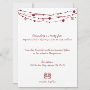 Double Happiness Lanterns Chinese Wedding Invites