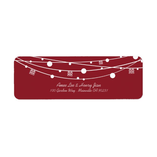 Double Happiness Lanterns Wedding Address Labels (Front)