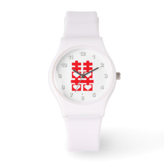 Double Happiness Love Heart Number White Watch
