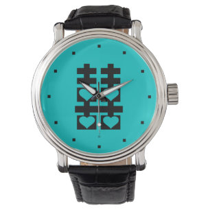 Double Happiness Love Heart Teal Watch