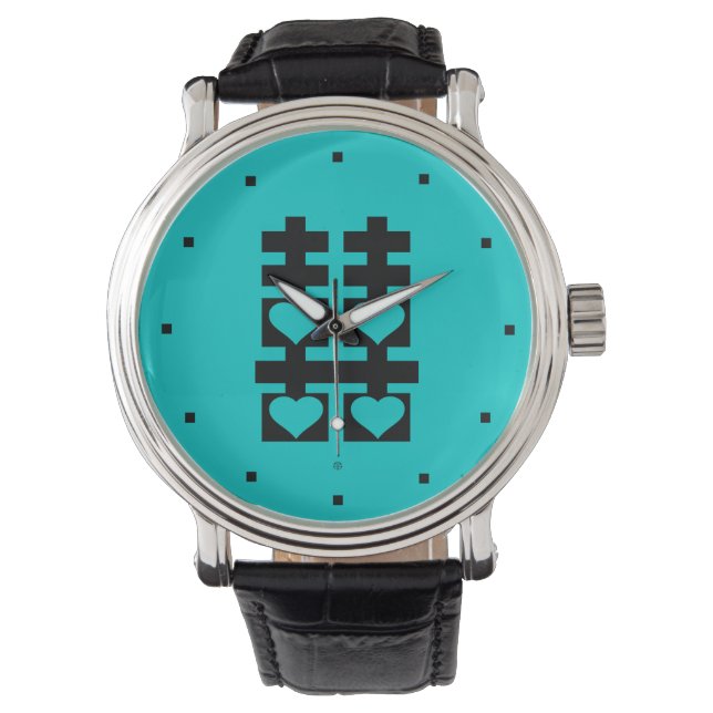 Double Happiness Love Heart Teal Watch (Front)